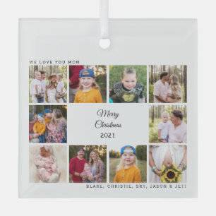 Ornement En Verre Dix photos Nous t'aimons Maman Noms de Noël