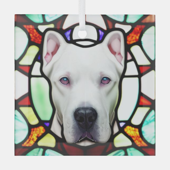 Ornement En Verre Dogo Argentino "Verre Tiré" (Recto)