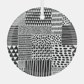 Ornement En Verre Doodle noir blanc : Ethnic Seamless