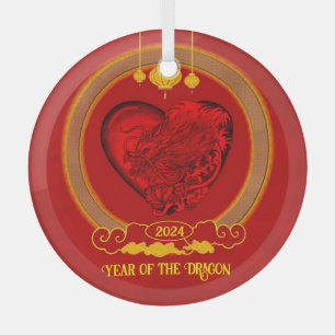 Ornement En Verre Dragon Heart, Année du Dragon
