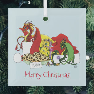 Ornement En Verre Dragons de Noël Fantaisistes et Joyeux aux Cookies