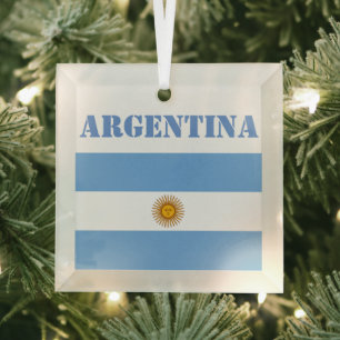 Ornement En Verre Drapeau Argentine Footballs Football Bleu Argentin
