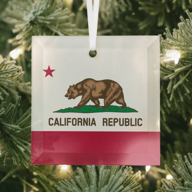 Ornement En Verre Drapeau d'ours de Californie, États-Unis Glas (Insitu)