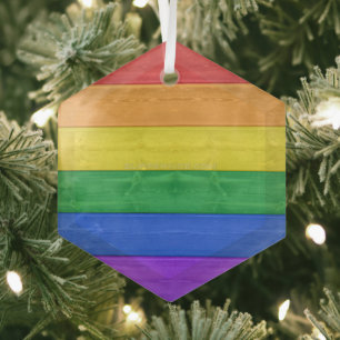 Ornement En Verre Drapeau en bois de SlipperyJoe's pride couleurs ar