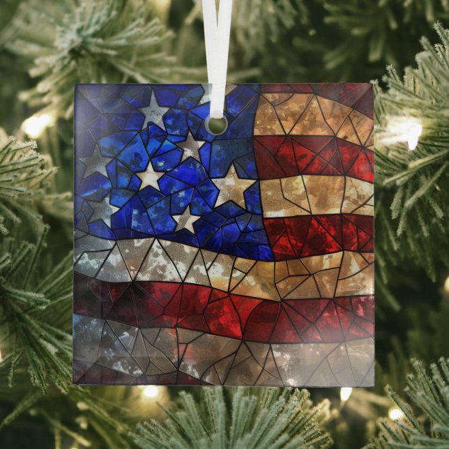 Ornement En Verre Drapeau patriotique américain (Insitu)