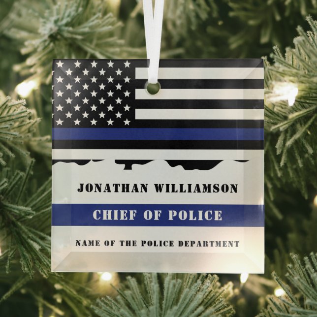 Ornement En Verre Drapeau US de l'officier de police sur mesure (Insitu)