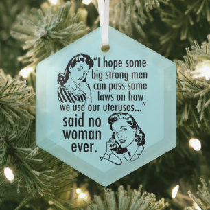 Ornement En Verre Drôle Pro Choice Rétro Feminist Femmes Noël