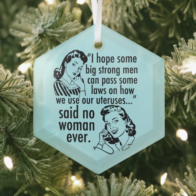 Ornement En Verre Drôle Pro Choice Rétro Feminist Femmes Noël (Insitu)