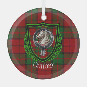 Ornement En Verre Dunbar Scottish Clan Tartan & Crest