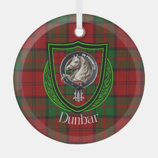 Ornement En Verre Dunbar Scottish Clan Tartan & Crest