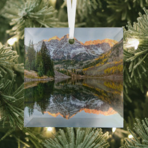 Ornement En Verre Eau   Maroon Bells Lake Aspen Trees