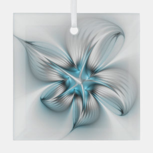 Ornement En Verre Élégance florale Art moderne Abstrait bleu fractal