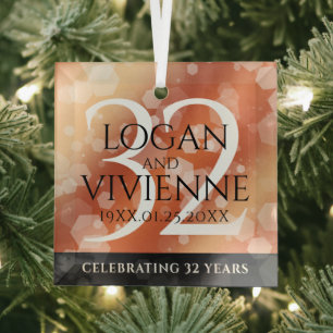 Ornement En Verre Élégant 32ème anniversaire de Mariage de bronze