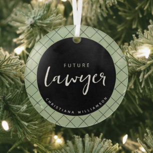 Ornement En Verre Elégant Avocat du Futur Chèque Motif Personnalisé