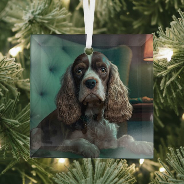 Ornement En Verre Elégant Cocker Spaniel Classic Portrait Design (Insitu)