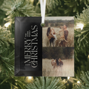 Ornement En Verre Élégant feuillage noir moderne photo minimale