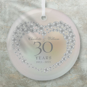 Ornement En Verre Elegant Pearl 30e anniversaire de Mariage