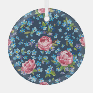 Ornement En Verre Élégant Pink Peonies Arrière - plan rétro