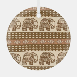 Ornement En Verre Eléphants ethniques Motif Vintage géométrique