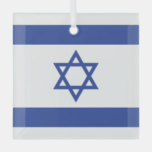 Ornement En Verre Etat d'Israël Drapeau, Étoile de David Juifs