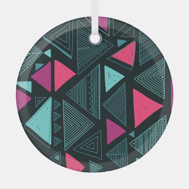 Ornement En Verre Ethnic Tribal Boho : Doodle Vintage. (Recto)