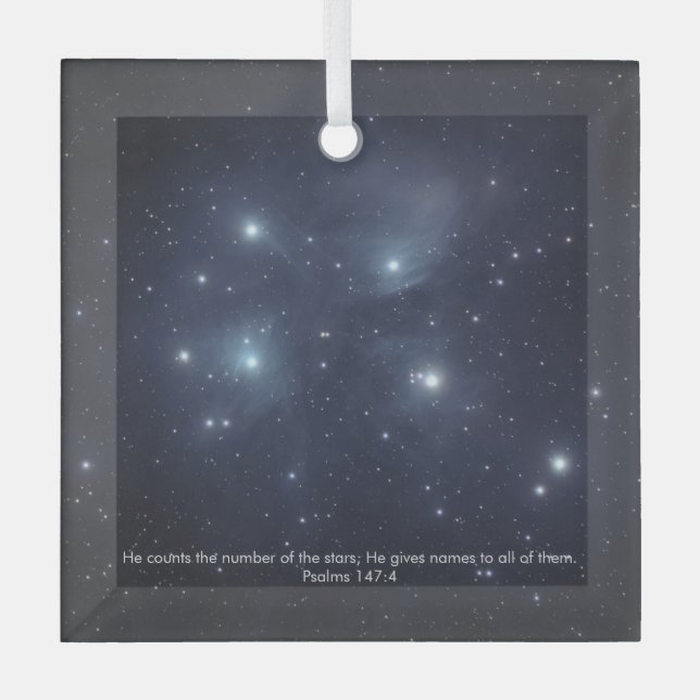 Ornement En Verre Étoiles Bleues Psaumes Écriture (Recto)