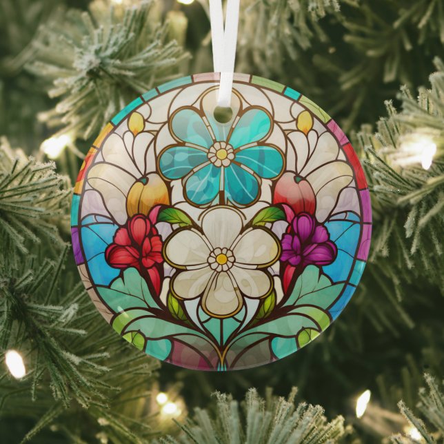 Ornement En Verre étonnant taché de fleurs (Insitu)