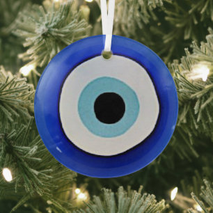 Ornement En Verre Evil Eye Printed Glass Hanging Ornament