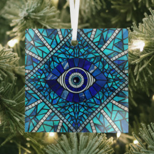 Ornement En Verre Evil Oeil Amulet Mosaic Art