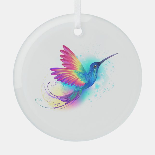 Ornement En Verre Exotic Rainbow Hummingbird (Recto)