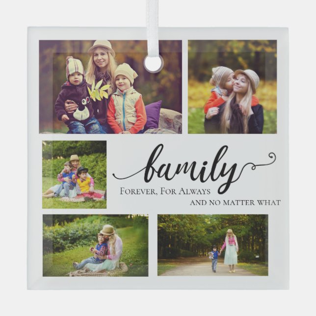 Ornement En Verre Famille toujours pour 5 photo Collage Citation Swe (Recto)