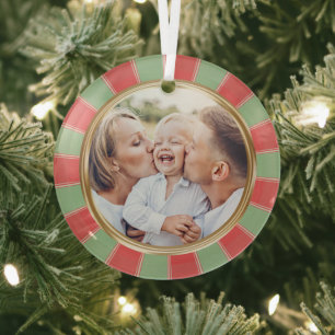 Ornement En Verre Favori Photo de famille Retro Grilles Noël