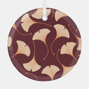 Ornement En Verre Feuilles de Ginkgo biloba, motif floral transparen