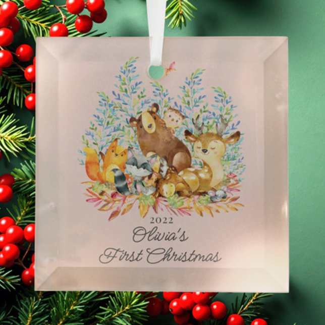 Ornement En Verre Filles de bois 1er Noël du bébé (Créateur téléchargé)
