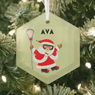 Ornement En Verre Filles Lacrosse Noël Collectif