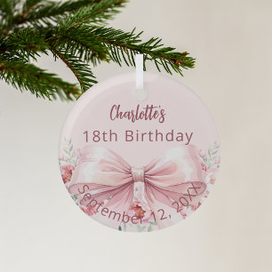 Ornement En Verre Fils d'arc rose anniversaire
