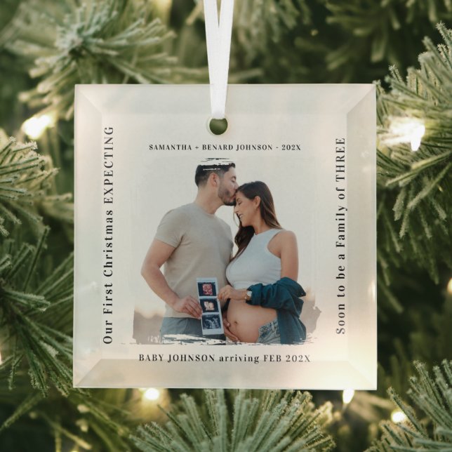 Ornement En Verre First Christmas Expecting Pregnancy Announcement  (Insitu)