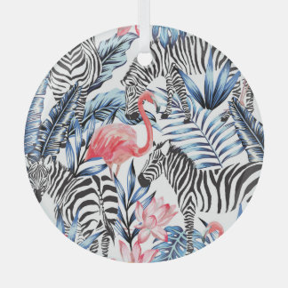 Ornement En Verre Flair tropical : Flamant rose Zebra Paradise