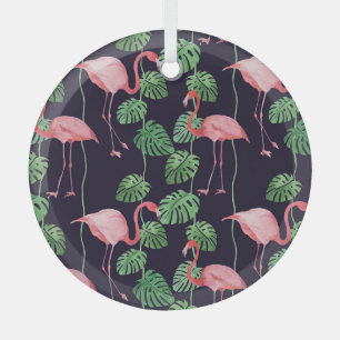 Ornement En Verre Flamant rose foncé : Petit Motif aquarelle.