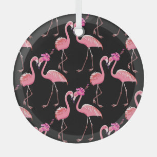 Ornement En Verre Flamants roses roses : Arrière - plan noir Vintage