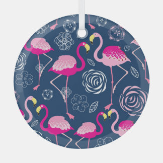 Ornement En Verre Flamants roses roses : Graphic Dark Motif