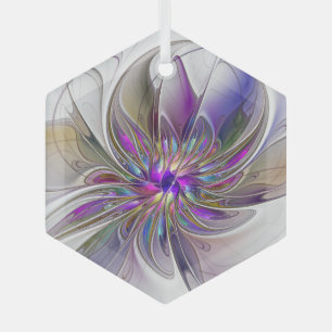 Ornement En Verre Fleur d'art fractal abstrait énergique et coloré
