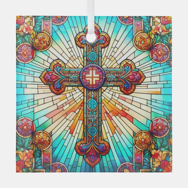 Ornement En Verre Fleur de Lis Suncatcher Design en verre tendu (Recto)