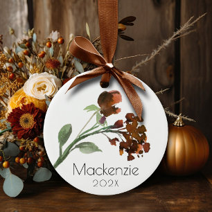 Ornement En Verre Fleur sauvage   Terracotta Orange Bohemian Custom