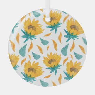 Ornement En Verre Fleurs de soleil d'aquarelle : Impression botaniqu