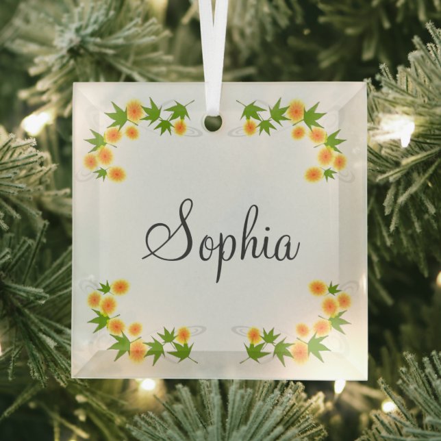 Ornement En Verre Fleurs japonaises orange (Insitu)