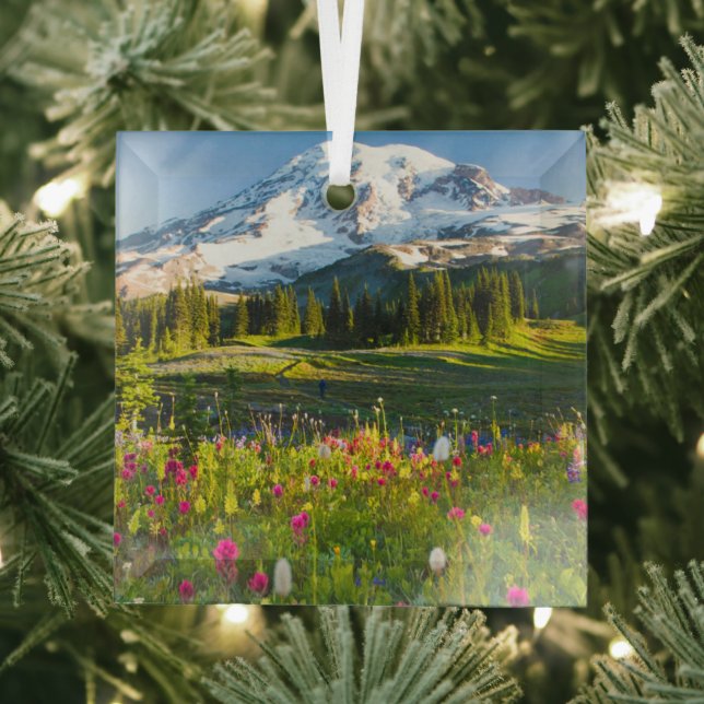 Ornement En Verre Fleurs | Mt. Rainier Fleurs sauvages (Insitu)