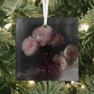 Ornement En Verre Fleurs   Pale Pink Peonies dans Vase