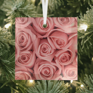 Ornement En Verre Fleurs   Roses roses
