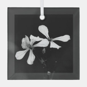 Ornement En Verre floral noir et blanc minimal